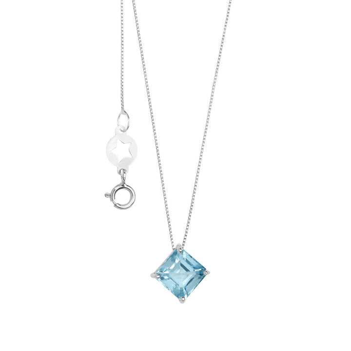 Comete Necklace in white gold with Blue Topaz Carrè GLB1645