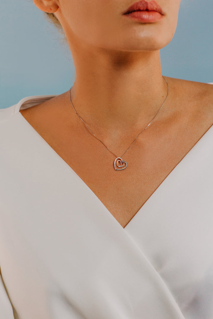 Comete Heart necklace in Gold and Diamonds GLB1339