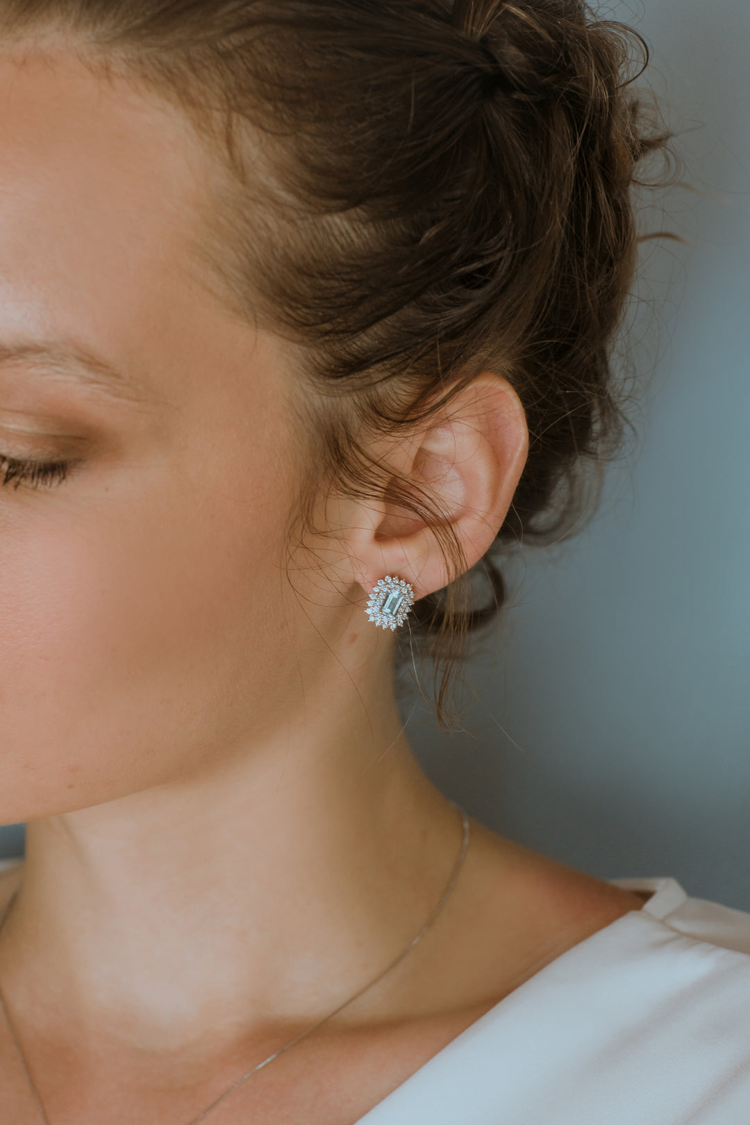 Comete Earrings in Gold, Diamonds and Octagonal Aquamarine ORQ261
