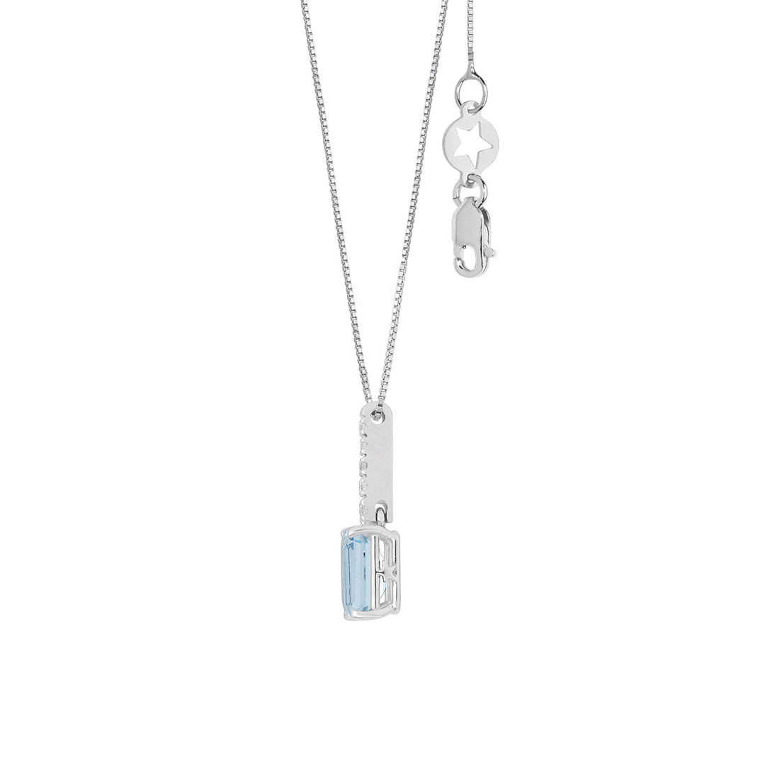 Comete Octagonal Aquamarine Necklace in Gold and Diamonds GLQ318
