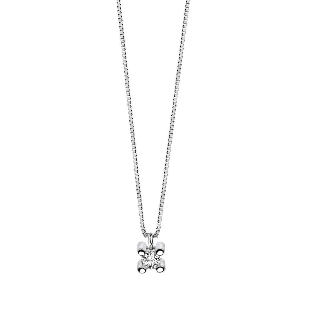 Comete Four Prong Light Point Necklace Gold and Diamonds GLB1407
