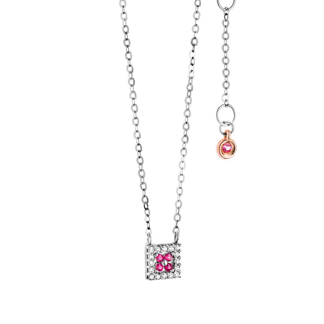 Comete Necklace in white gold with diamonds and rubies GLB962