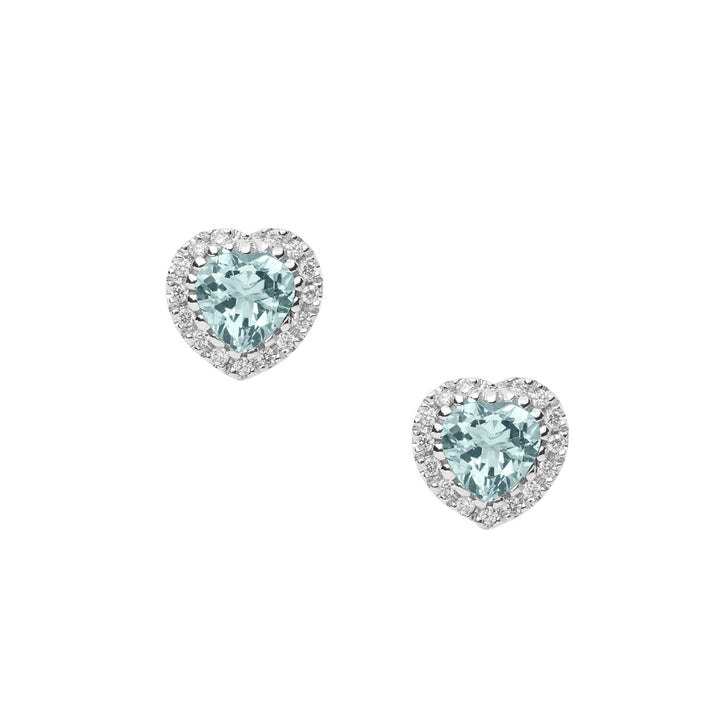 Comete Gold Earrings with Diamonds and Aquamarine Heart ORQ251