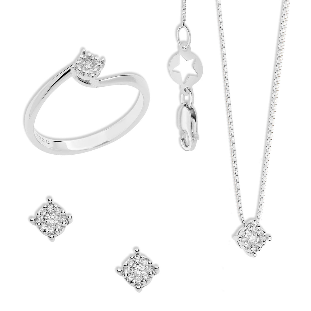 Comete Ring, Necklace and Earrings in Rose Gold with Diamonds KIT160826451062