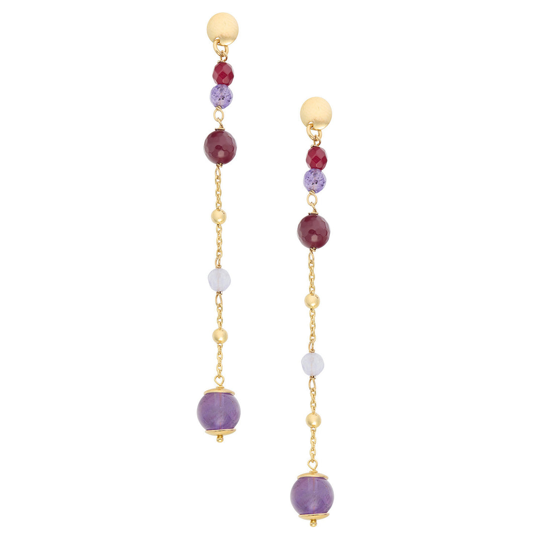 Comete Earrings in 925‰ Silver with colored Amethyst, Agate and Jade ORA219