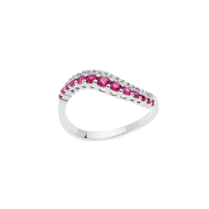 Comete Onda Ring in white gold Diamonds and Rubies ANB2496