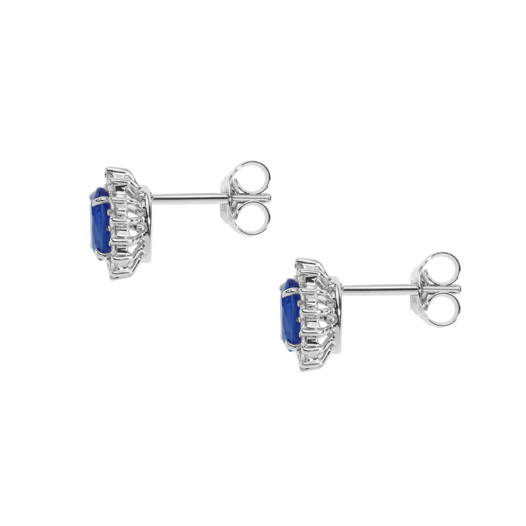 Comete Gold Earrings with Diamonds and Oval Blue Sapphires ORB1022