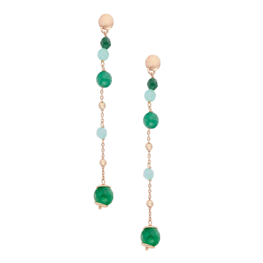 Comete Earrings in 925‰ Silver with colored Agate, Jade and Quartz ORA220