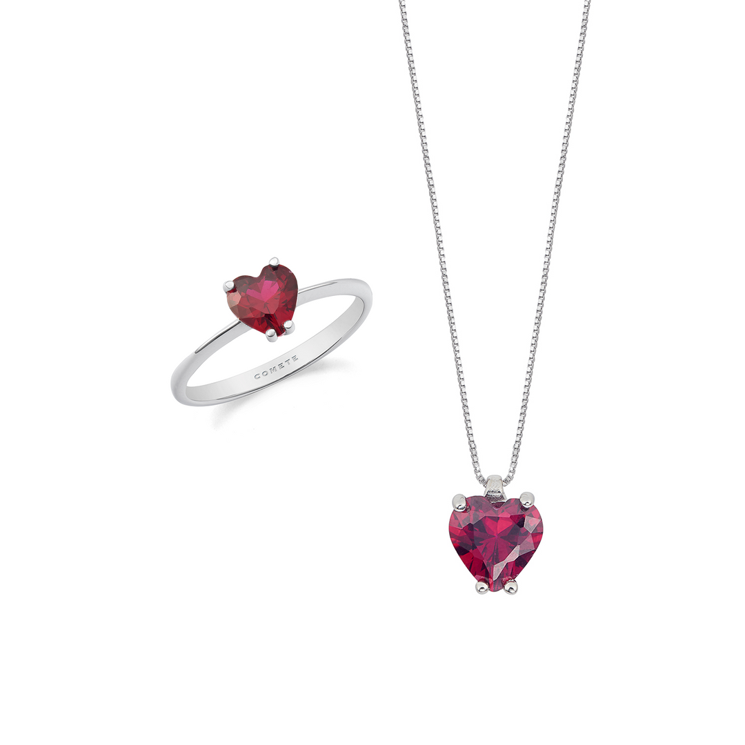 Comete Necklace and ring in 750‰ gold and heart ruby KIT16602690