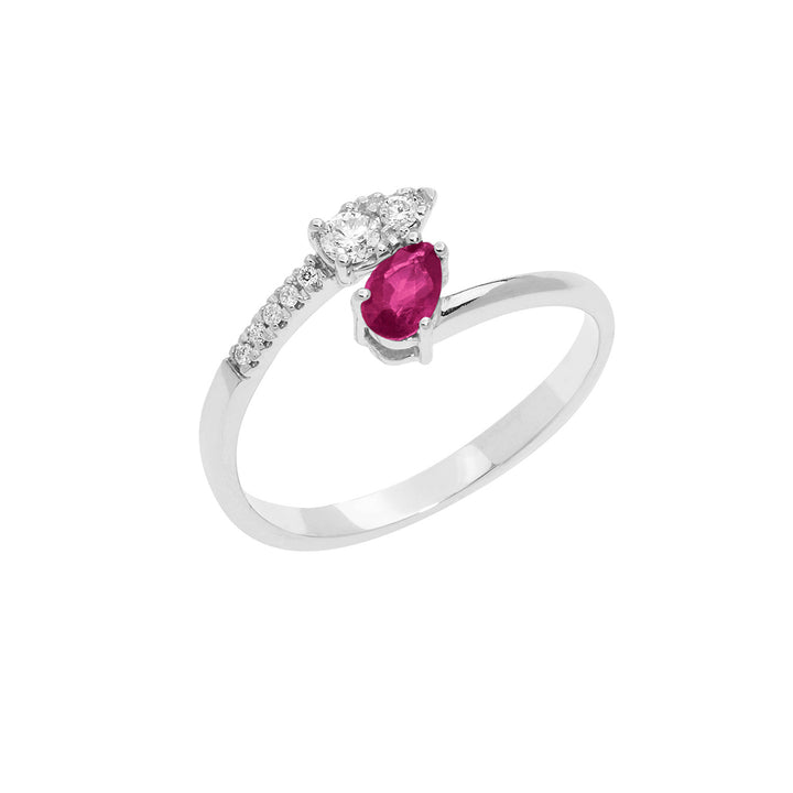 Comete Gold Ring with Diamonds and Ruby Drop ANB2630