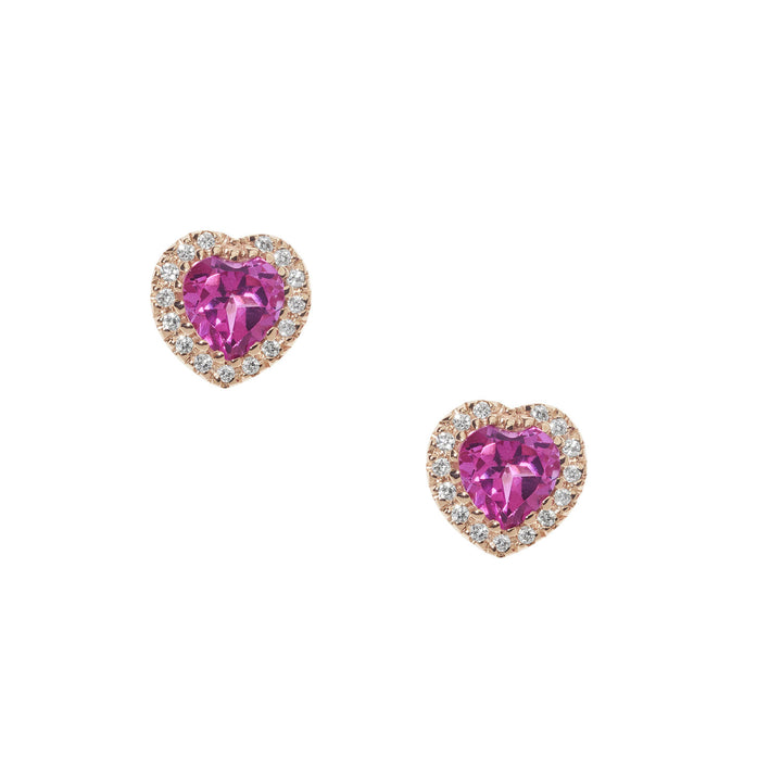 Comete Earrings in Gold Diamonds and Pink Topaz heart ORB1036