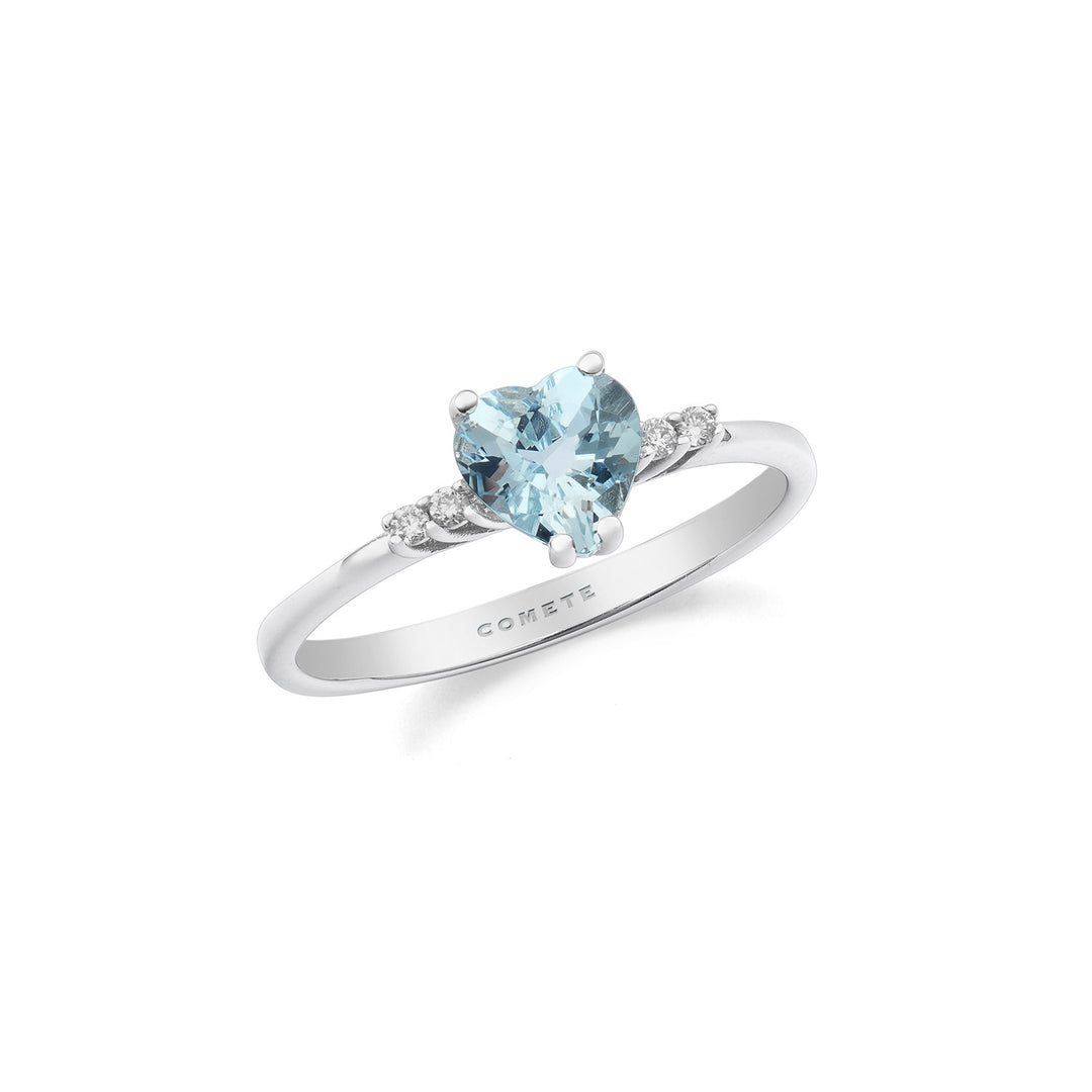Comete Ring in 750‰ Gold, Diamonds and Aquamarine heart ANQ341