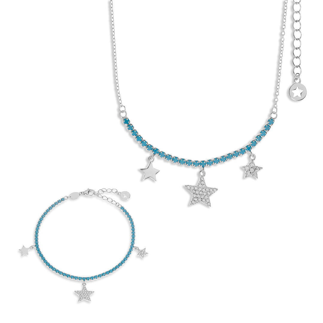 Comete Tennis Necklace and Bracelet with Star, Talisman collection KIT257252