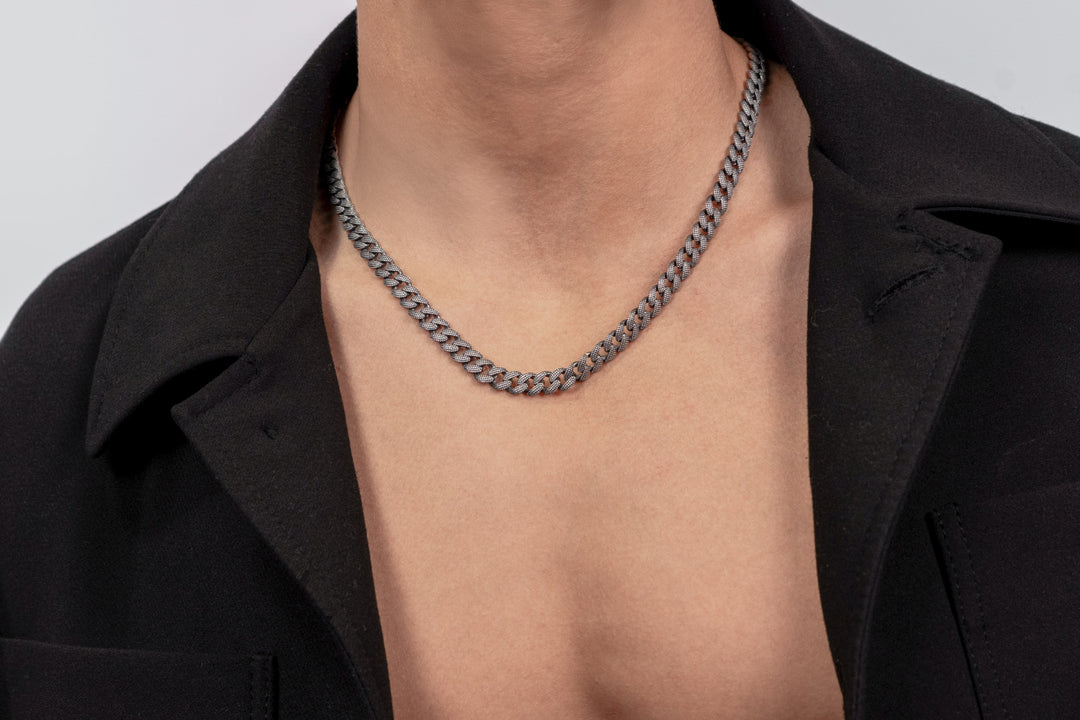 Comete Necklace in 925‰ burnished silver, UGL769 steel