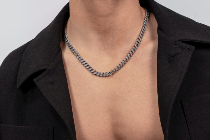 Comete Necklace in 925‰ burnished silver, UGL769 steel