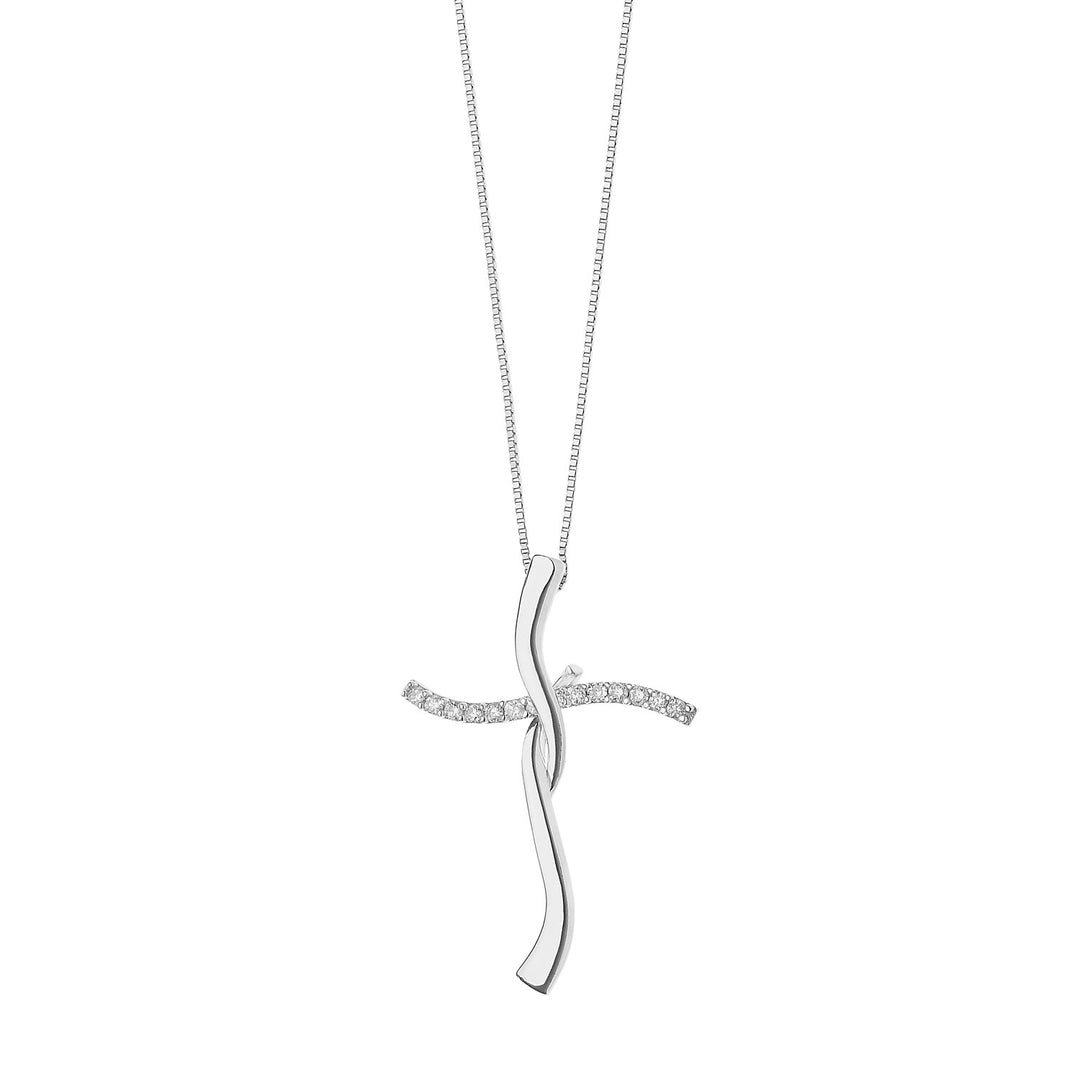 Comets Cross necklace in Diamonds and Gold GLB1387
