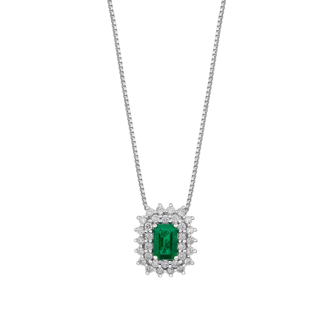 Comete Necklace White gold, diamonds and octagonal emerald GLB1664