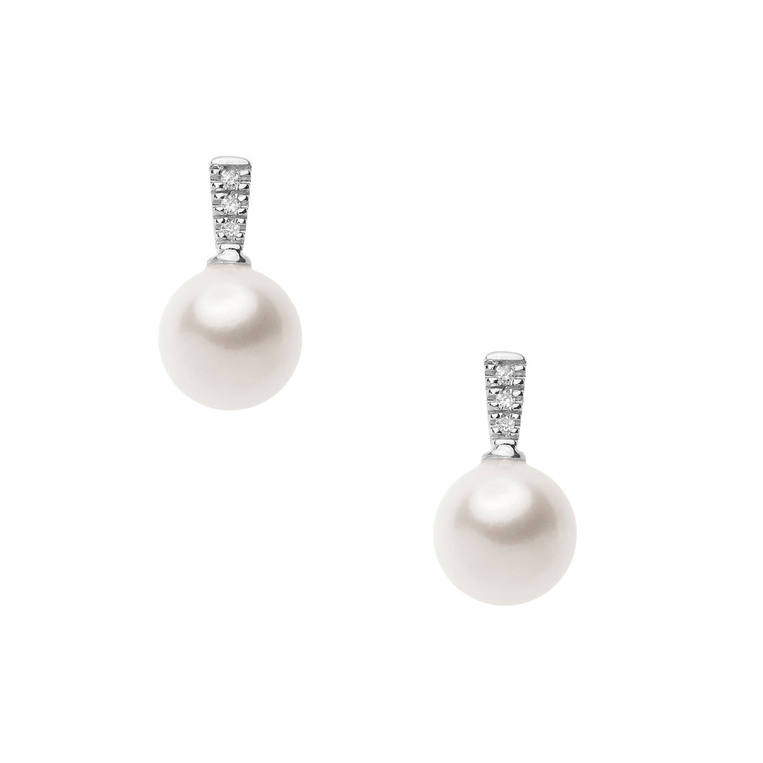Comete Earrings with Pearl and White Diamonds ORP760