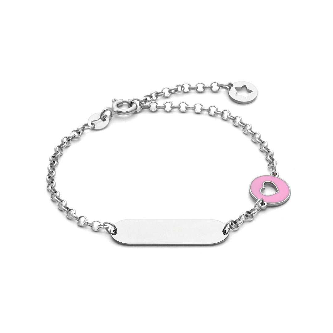 Comete Silver Bracelet with Pink Heart BRA256