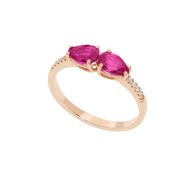 Comete Ring in rose gold with diamonds and rubies drop ANB2636