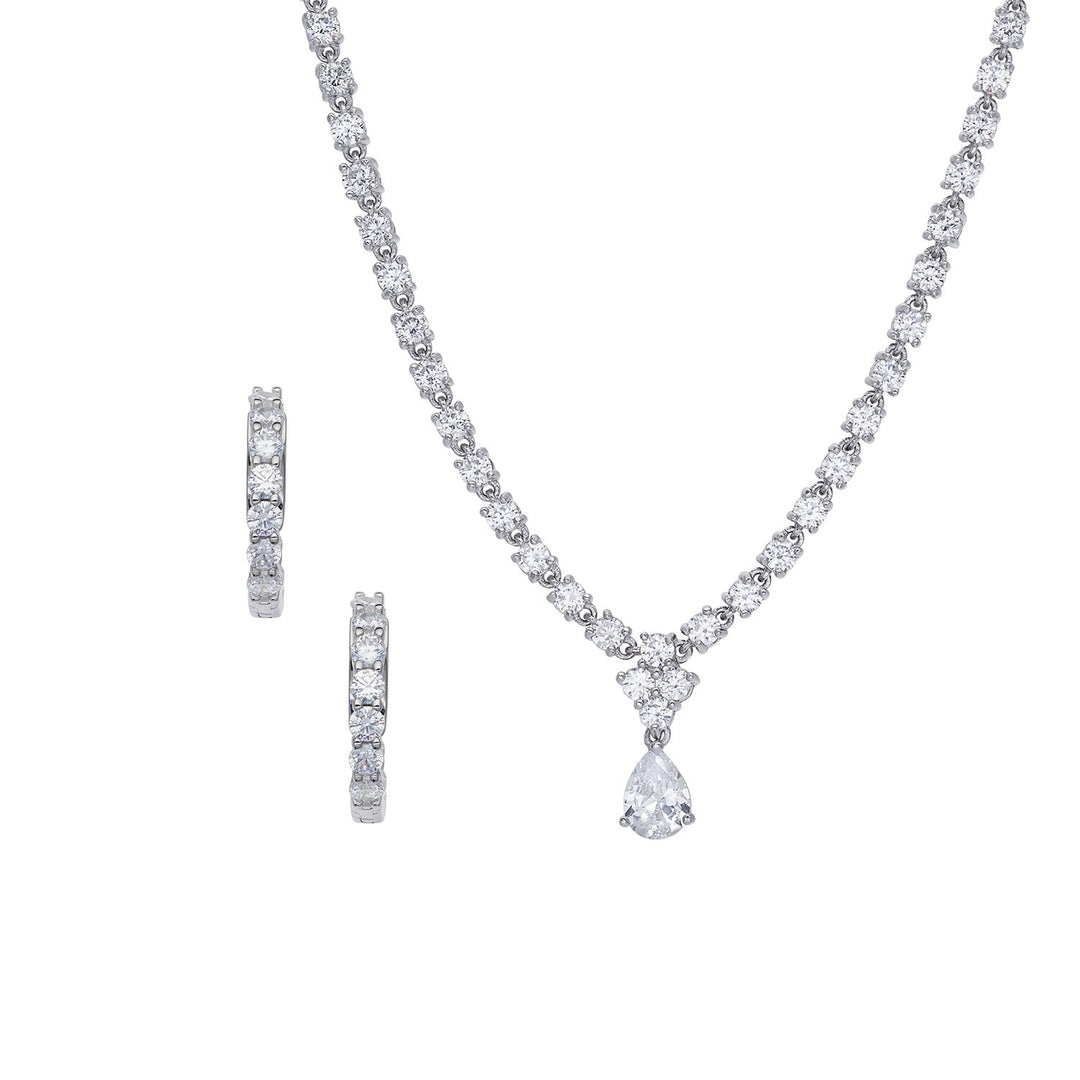 Comete Choker and Hoop Earrings in 925‰ Silver and White Zircons KIT265196