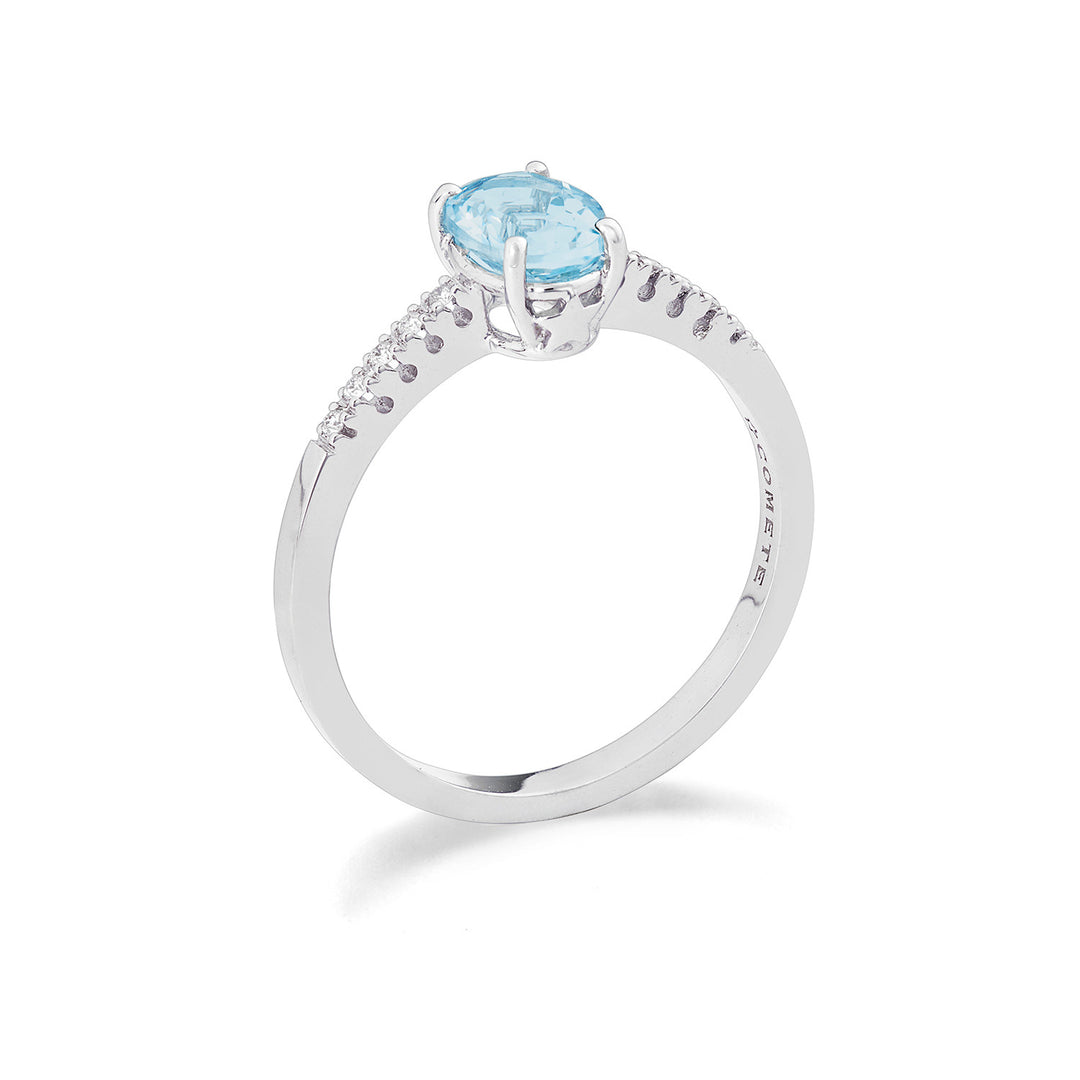 Comete Oval Aquamarine Ring in Gold and Diamonds ANQ352