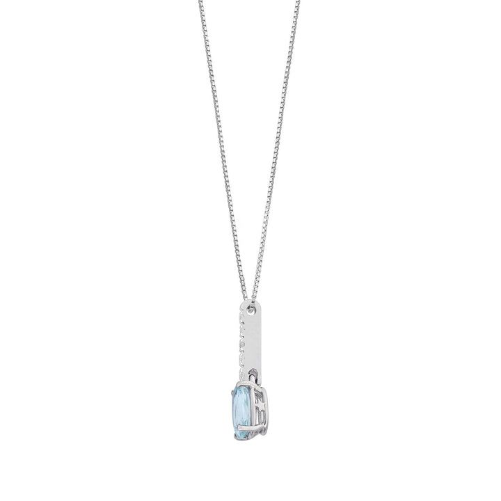 Comete Oval Aquamarine Necklace in Gold and Diamonds GLQ317