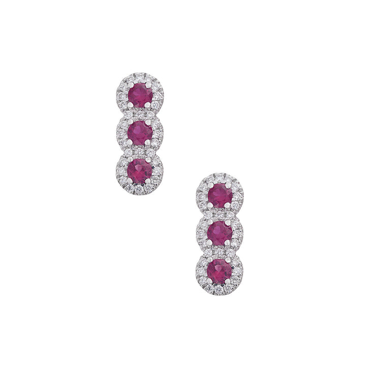 Comete Trilogy Earrings with Gold Rubies and White Diamonds ORB1138