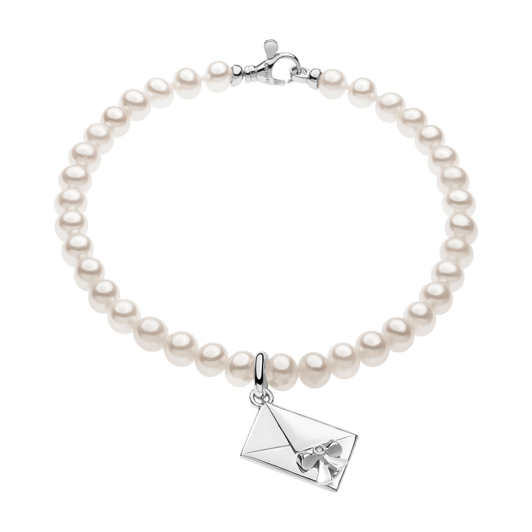 Comete Silver Pearl Bracelet and Envelope with bow BRQ216