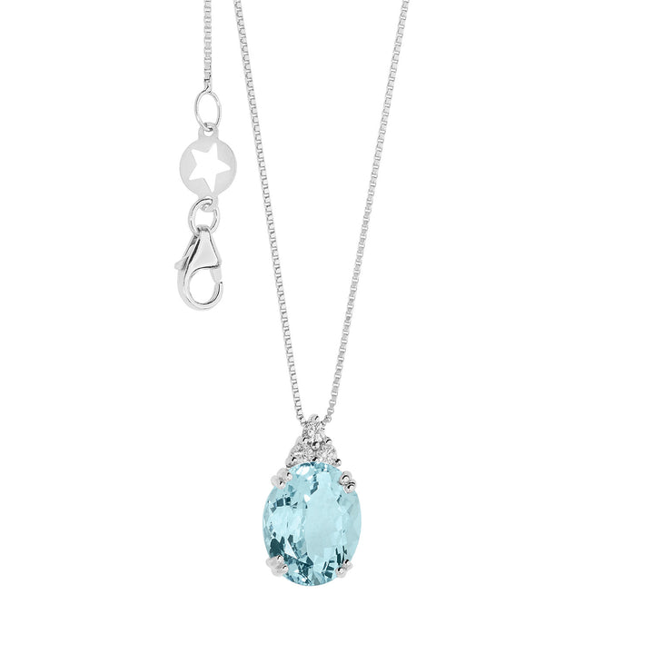 Comete Necklace in Gold Diamonds and Oval Aquamarine GLQ300