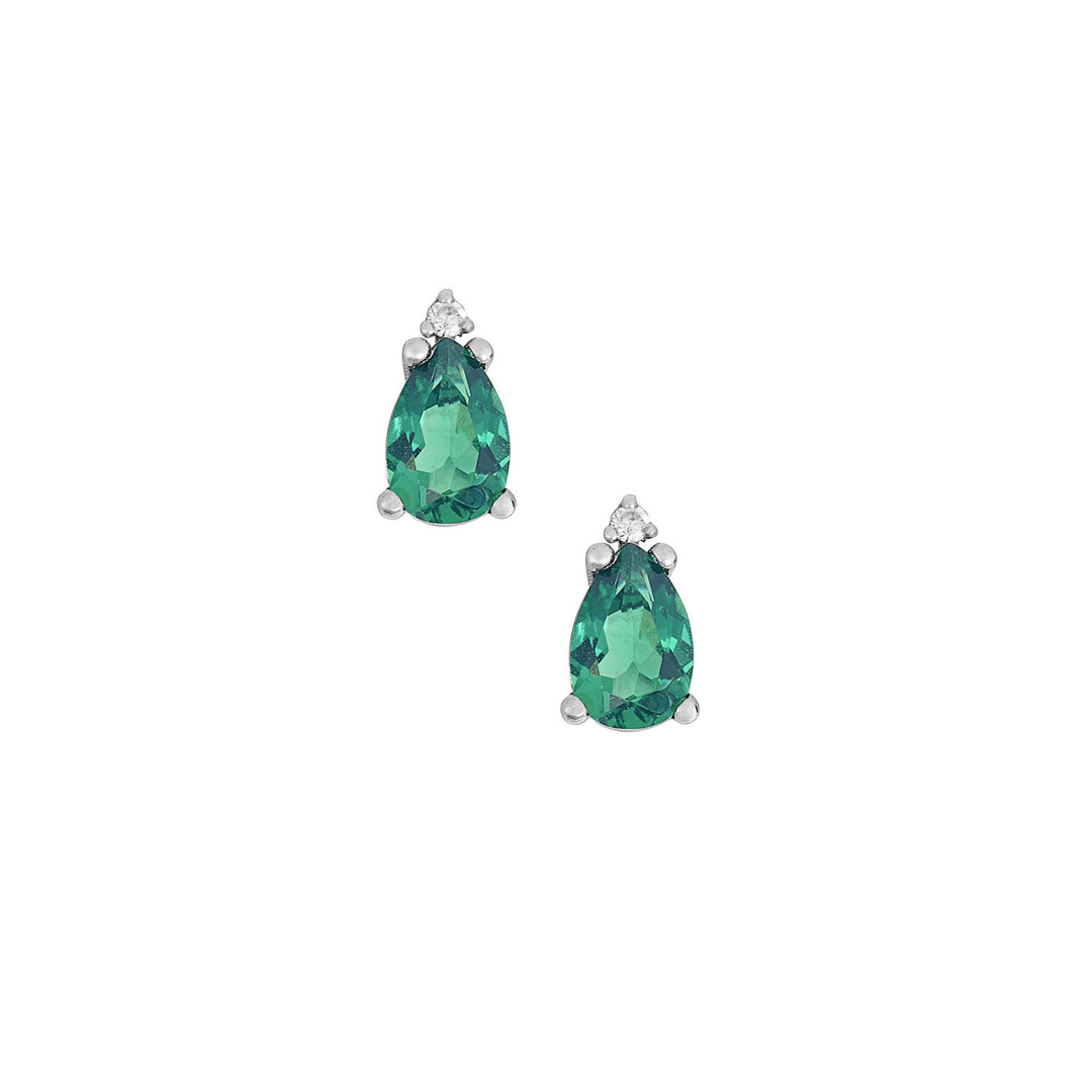 Comete Earrings in 750 ‰ Gold, Diamonds and Emerald drop ORB1128
