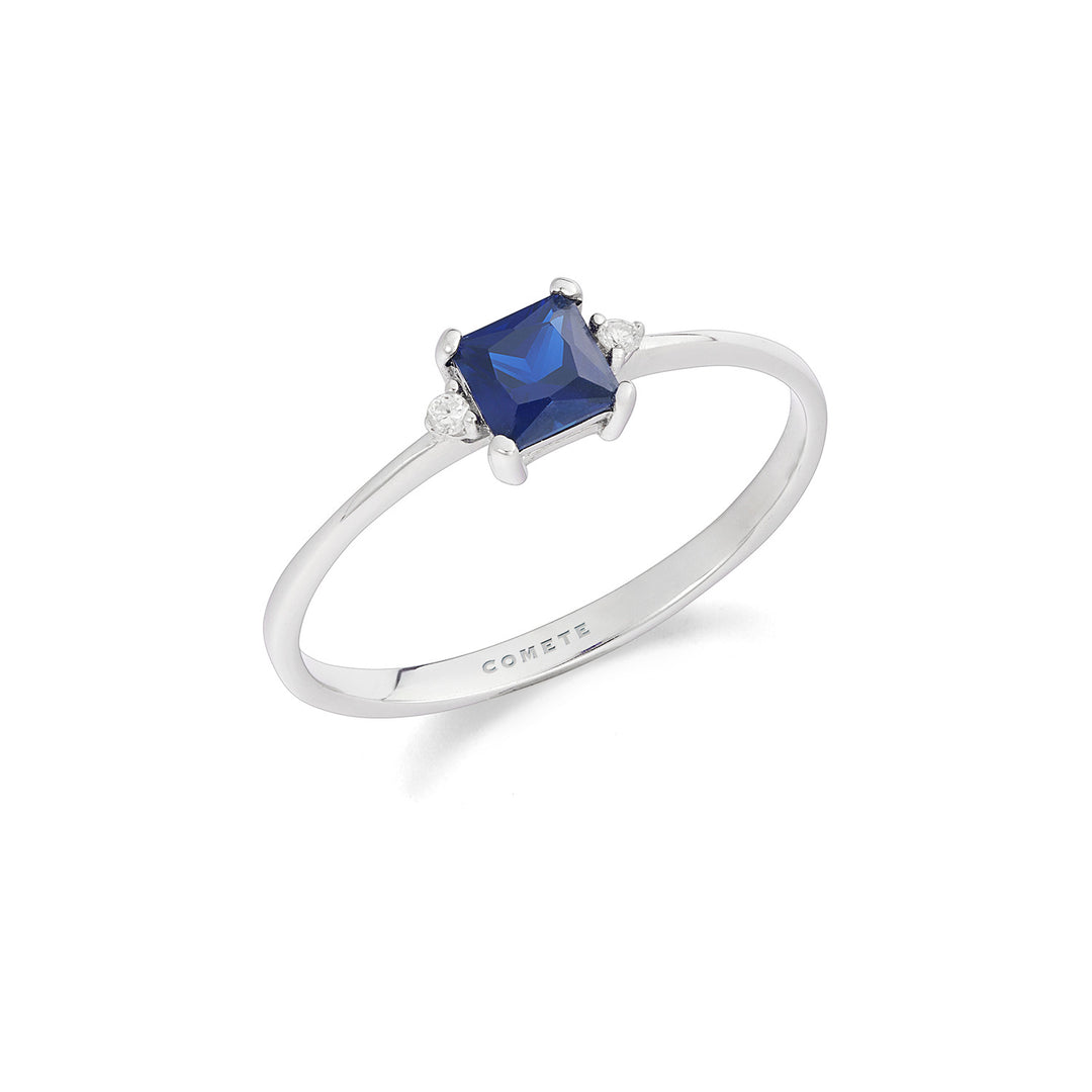 Comete Ring in white gold with diamonds and blue sapphire ANB2706
