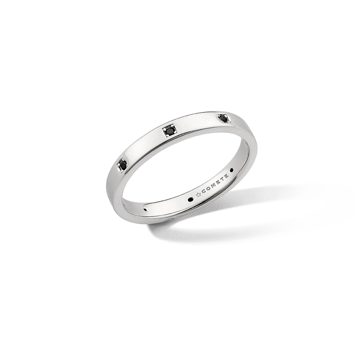 Comete Ring in rhodium-plated 925‰ silver, black zircons UAN132M11