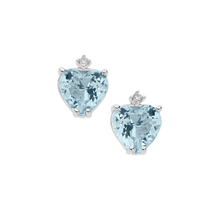 Comete Gold Earrings with Diamonds and Aquamarine Heart ORQ235