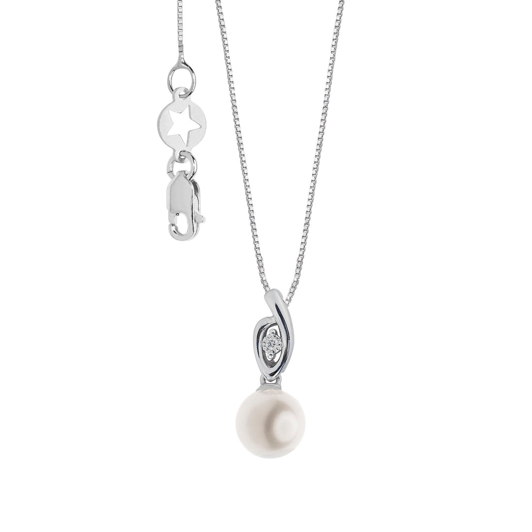 Comete Pearl Necklace in 750‰ Gold and White Diamonds GLP633