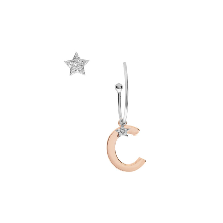Comete Silver Earrings Letter C ORA150