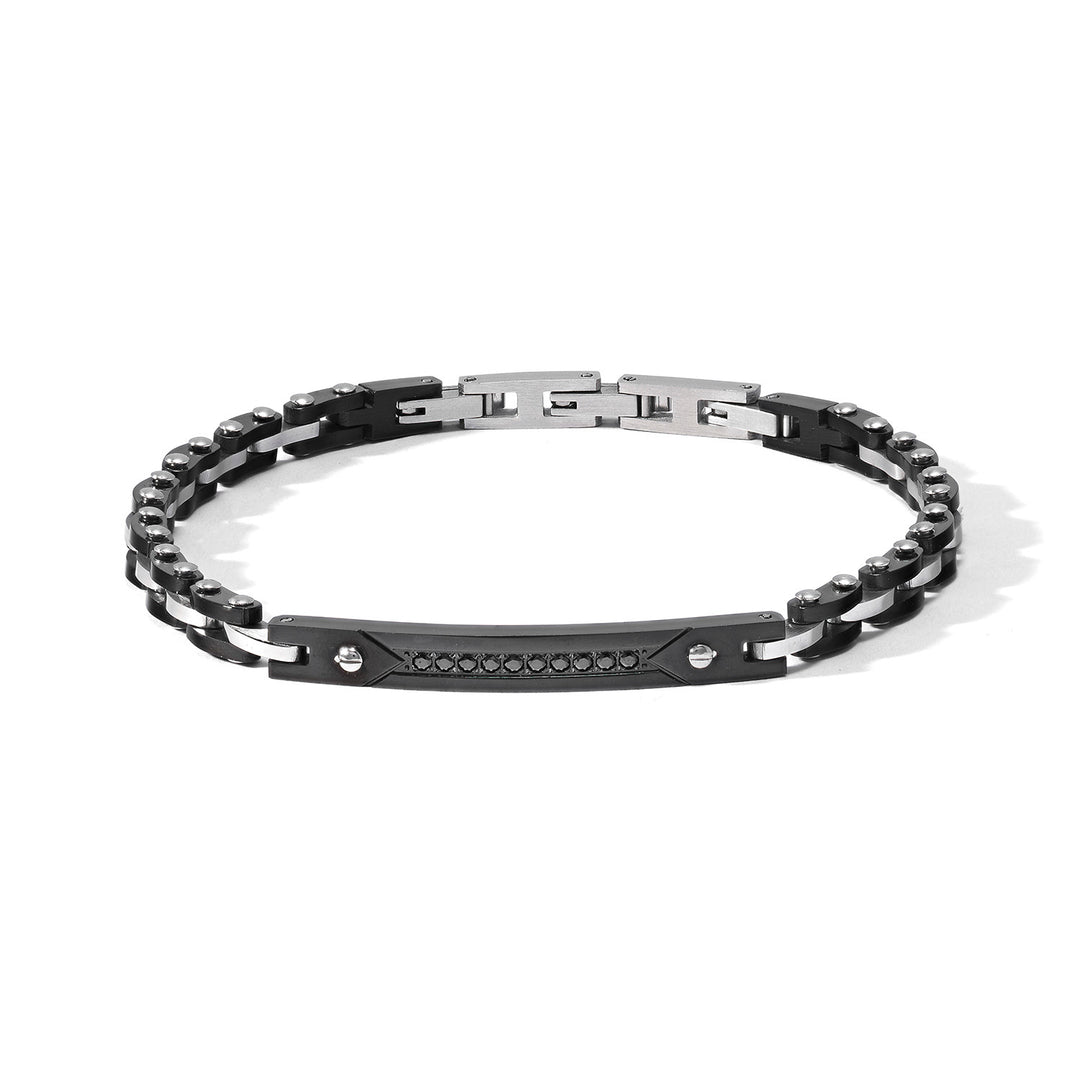 Comete Steel bracelet with PVD and black zircons UBR1188