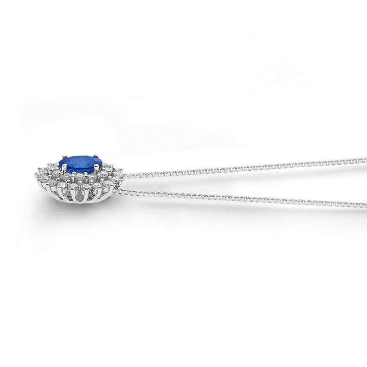 Comete Necklace in Gold, Diamonds and Oval Blue Sapphire GLB1601