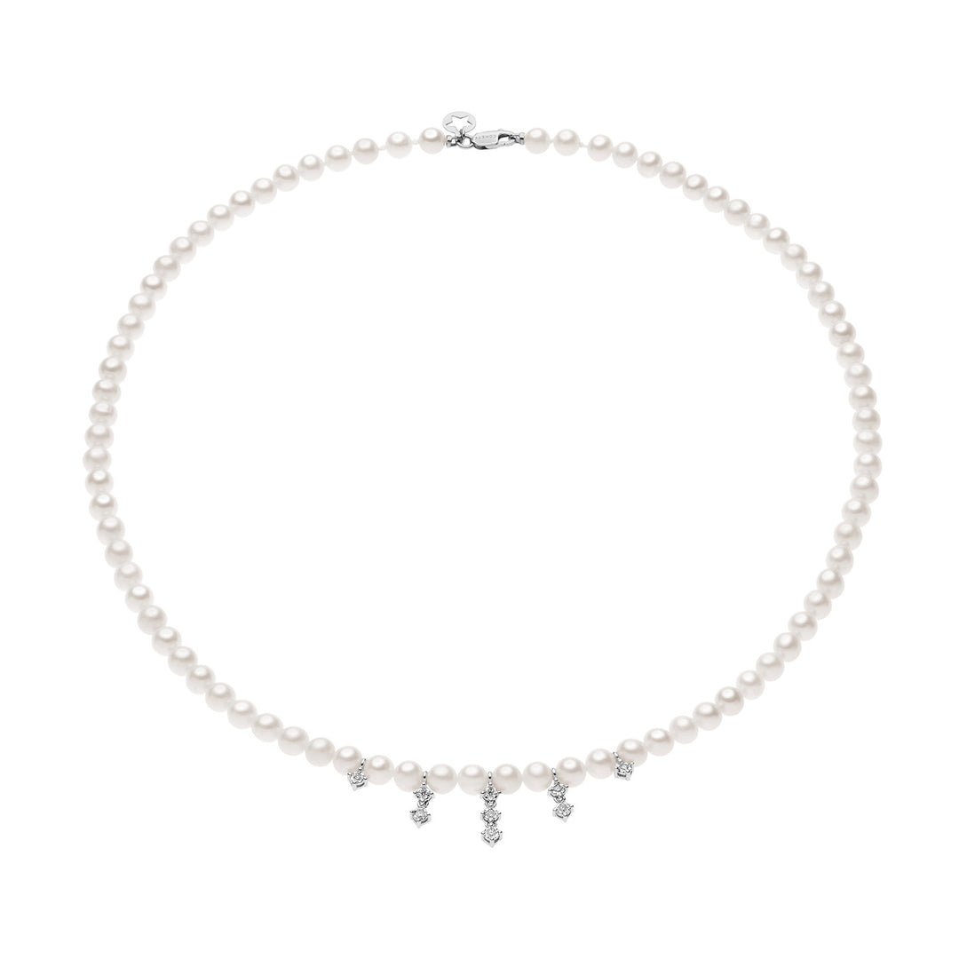 Comete Pearl String Necklace with Diamonds FWQ372