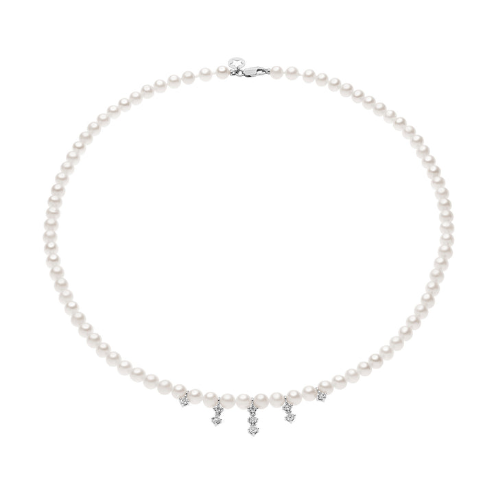 Comete Pearl String Necklace with Diamonds FWQ372