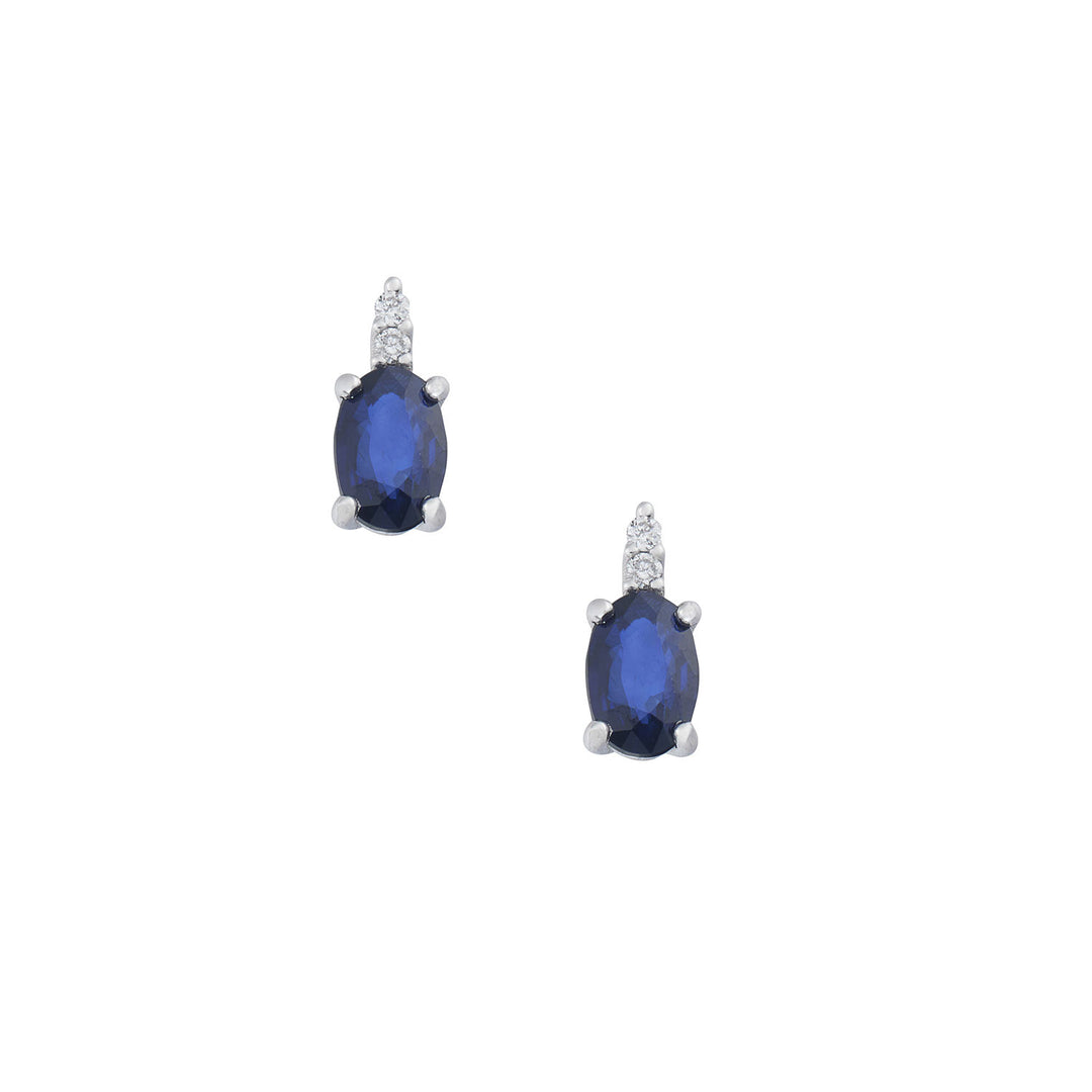 Comete Earrings in Gold and White Diamonds, Oval Blue Sapphire ORB1103