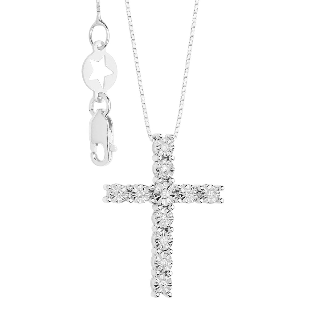 Comete Cross Necklace in Gold and Diamonds GLB1630