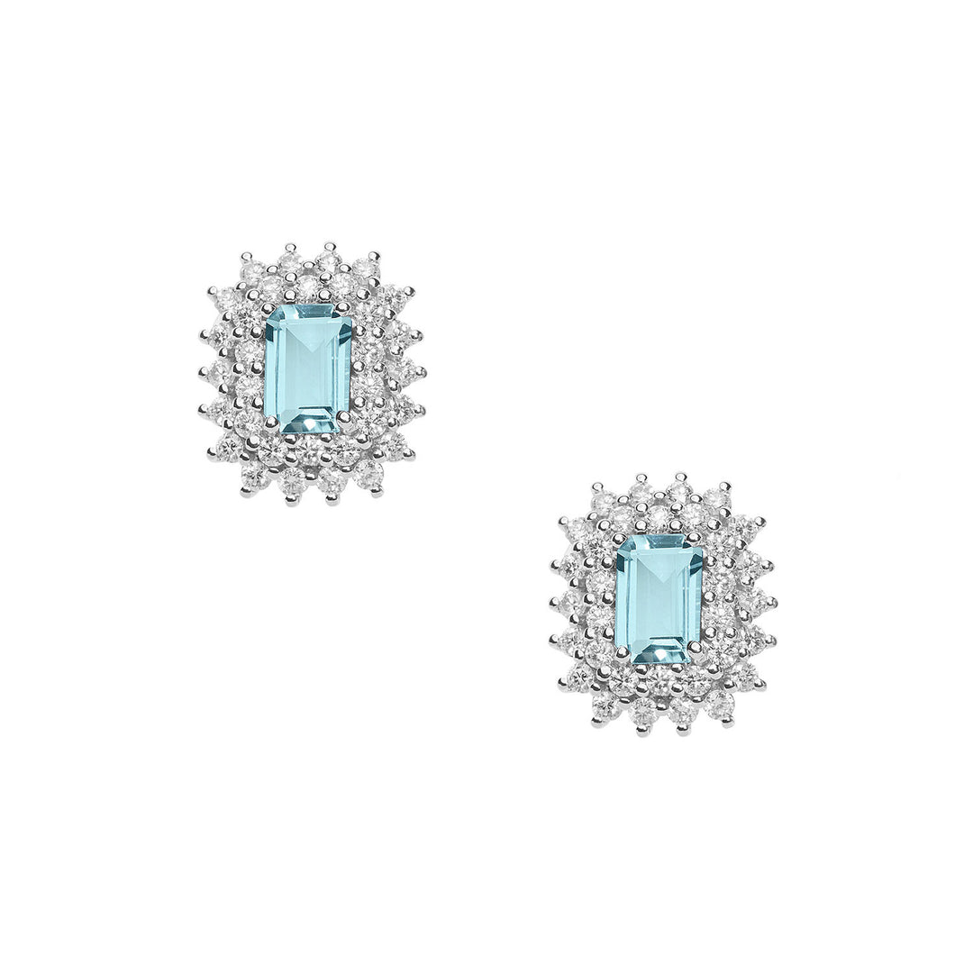 Comete Earrings in Gold, Diamonds and Octagonal Aquamarine ORQ261