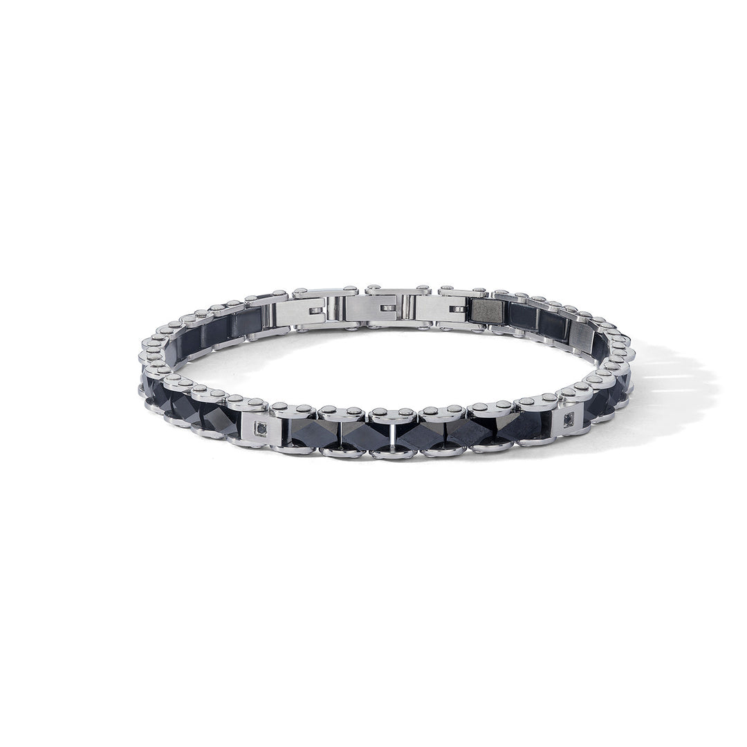 Comete Steel bracelet with ceramic and black zircons UBR1250