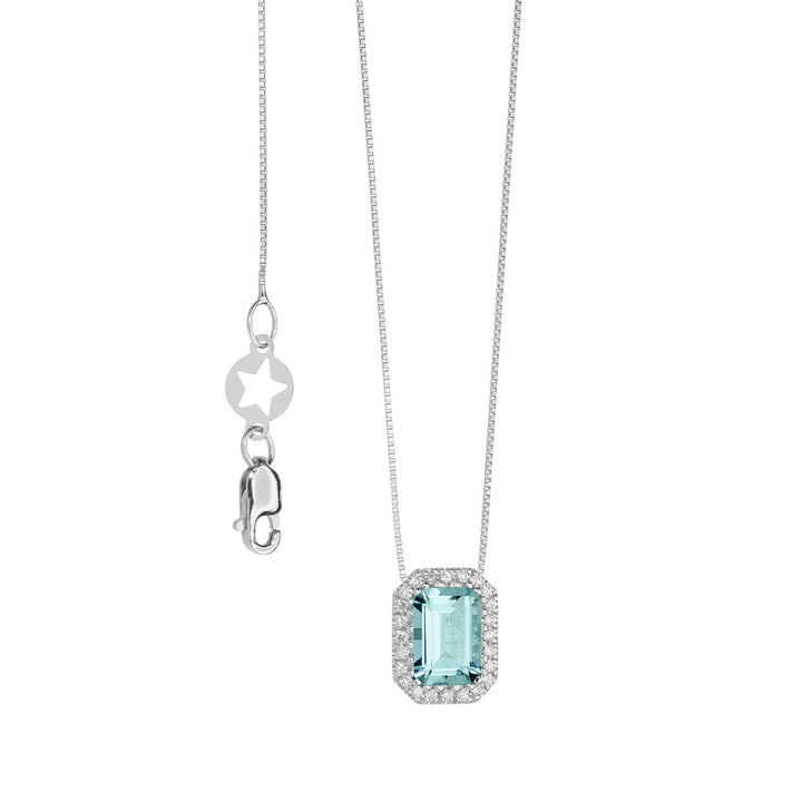Comete Gold Necklace with Diamonds and Octagonal Aquamarine GLQ287