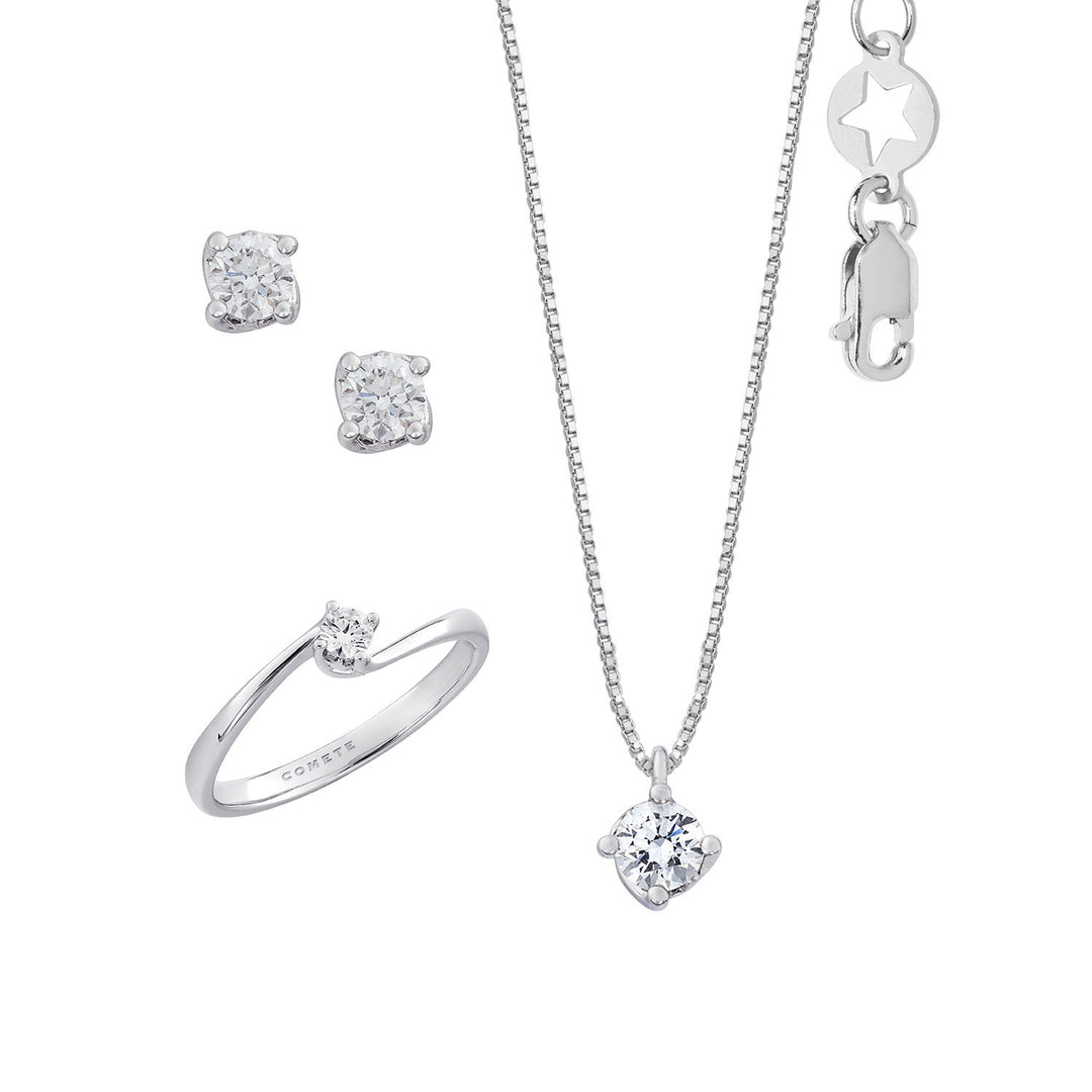 Comete Necklace, Ring and Earrings in 750‰ Gold and White Diamond KIT168627131141