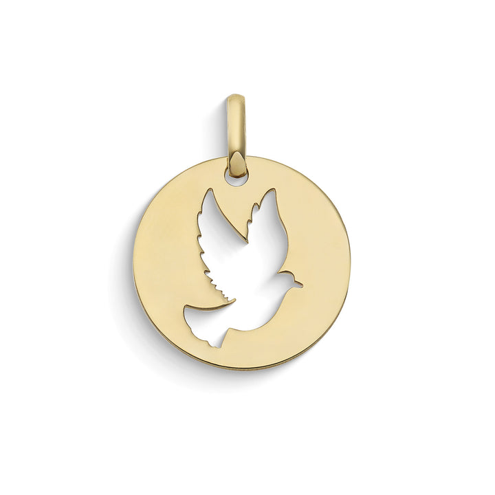 Comete Round pendant with Dove in 375‰ yellow gold KCOB042