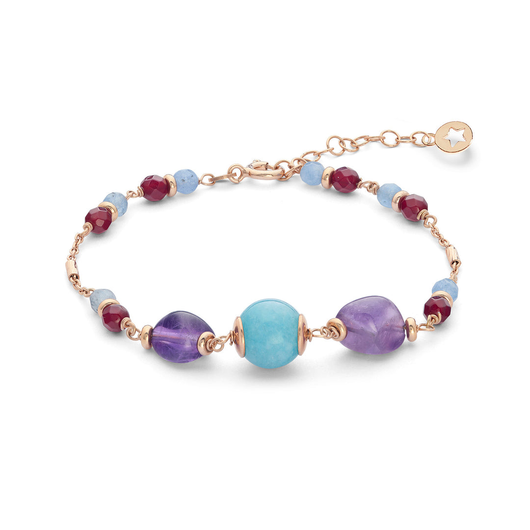 Comete 925‰ Silver Bracelet with colored Amethyst, Jade and Agate BRA274