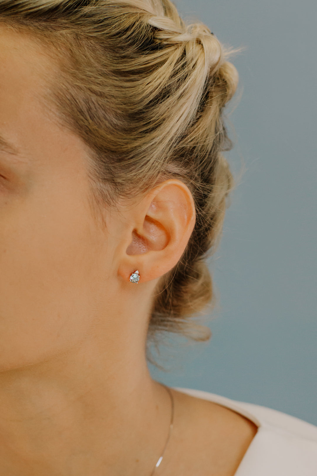 Comete Gold Earrings with Diamonds and Aquamarine Drop ORQ242