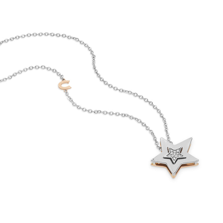 Comete Necklace in white and rose gold with Diamonds GLB1447